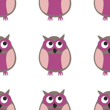 Beyaz arkaplanda baykuşlar olan döşeme vektör deseni
