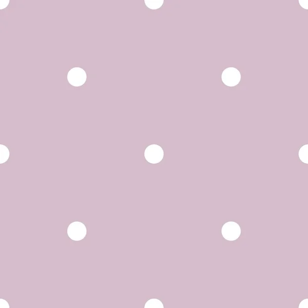 タイル パステル バイオレット ピンク色の背景に白の水玉模様のベクトル パターン — ストックベクタ