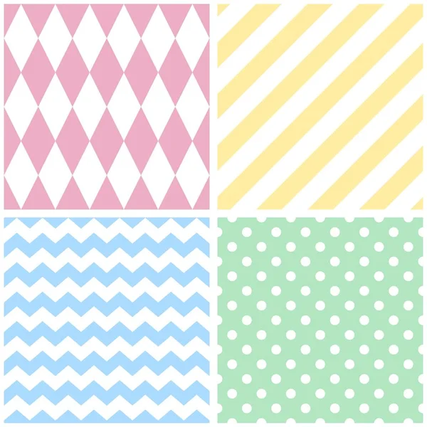 Tile Vector Pattern Chevron Zig Zag Polka Dots Stripe Background — Stock Vector