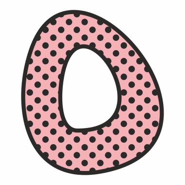 O beyaz izole pembe arka plan üzerinde siyah lekeli alfabe vektör harfle