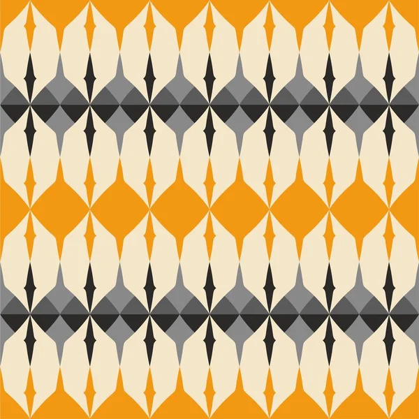 タイル幾何学的装飾背景壁紙とグレー 黒とオレンジ色のベクトル パターン — ストックベクタ