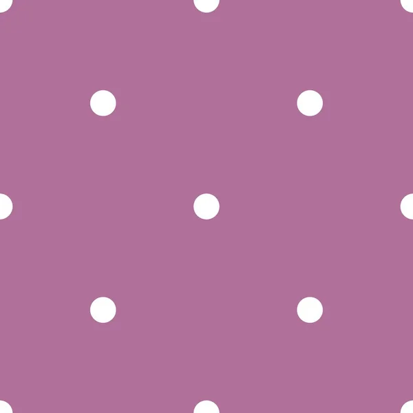 ダーク バイオレット ピンク色の背景に白の水玉模様のタイルのベクトル パターン — ストックベクタ