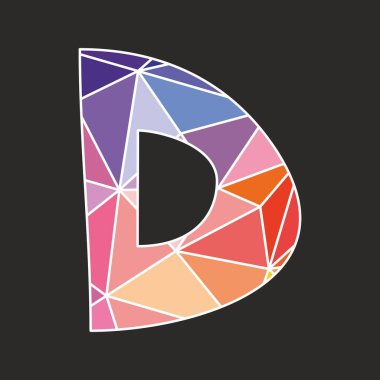 D düşük Poli yüzey pastel renkli ve beyaz Alfabe harf siyah arka plan üzerine izole kaydırma