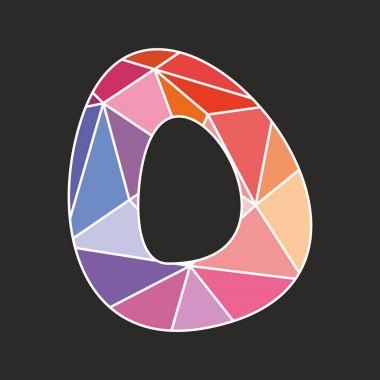 O düşük Poli yüzey pastel renkli ve beyaz Alfabe harf siyah arka plan üzerine izole kaydırma