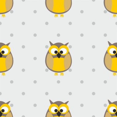 Döşeme vektör deseni lekeli ve gri arka plan üzerinde baykuş