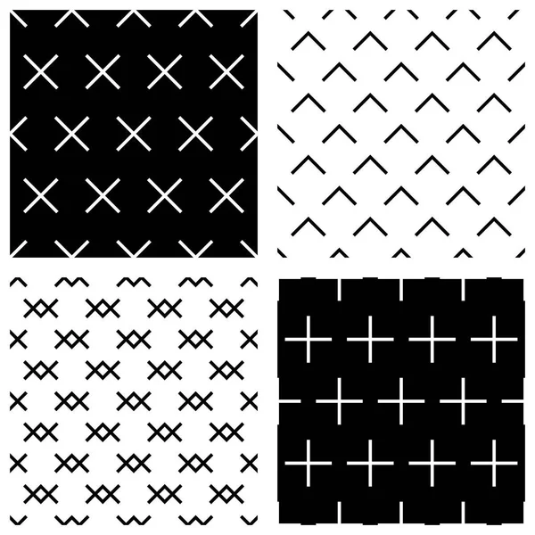 Azulejos Negro Blanco Patrón Vectores Conjunto — Vector de stock