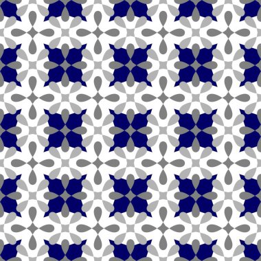 Dikensiz vektör deseni veya arka plan duvar kağıdı için mavi ve gri dekoratif döşeme döşemeleri