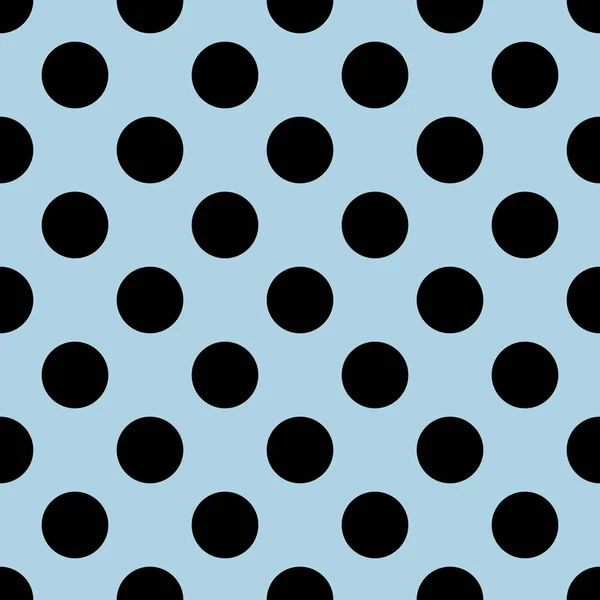 Motif Vectoriel Tuile Pois Noirs Sur Fond Bleu Pastel — Image vectorielle