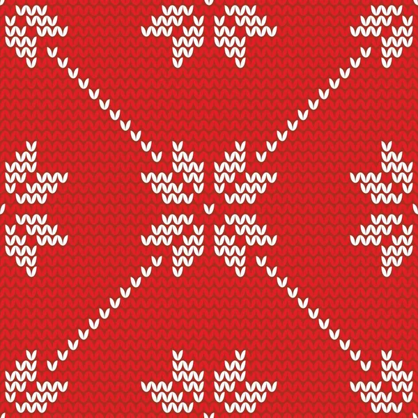 针织红白相间矢量图案或冬季背景的瓷砖 — 图库矢量图片