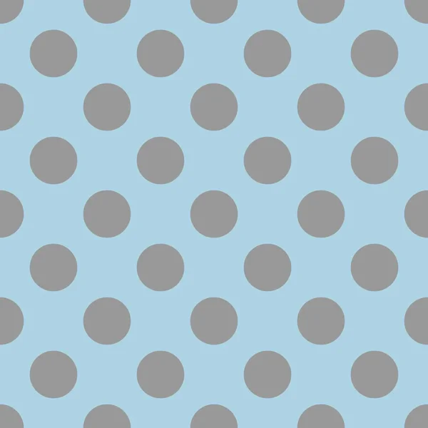 パステルブルーの背景にかわいいタイルグレーの水玉模様のシームレスなベクトルパターン — ストックベクタ