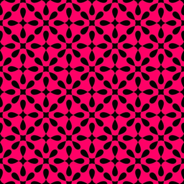 粉红背景上装饰瓷砖黑色斑纹的无缝隙黑色和粉色矢量图案 — 图库矢量图片