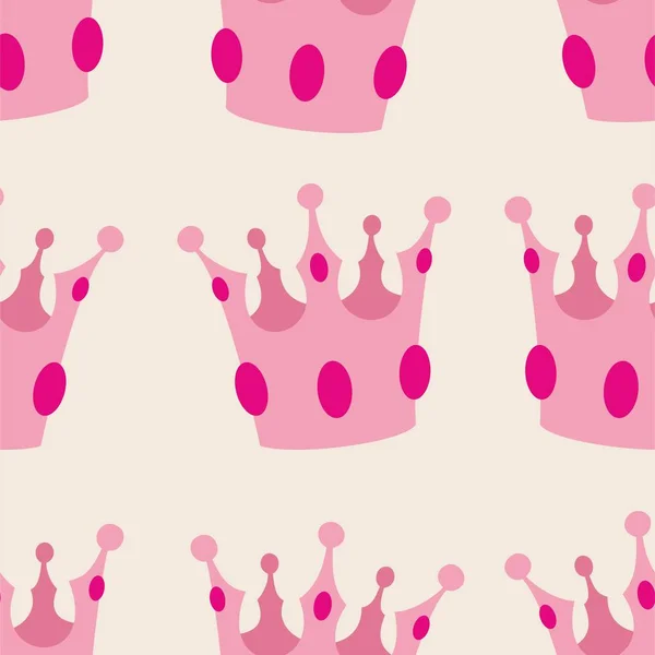 Pink Crown Seamless Vector Background Tile Pattern — Stock Vector