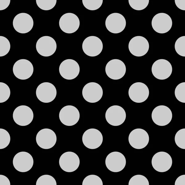 黒の背景にグレーの水玉模様のシームレスなベクトルパターン — ストックベクタ