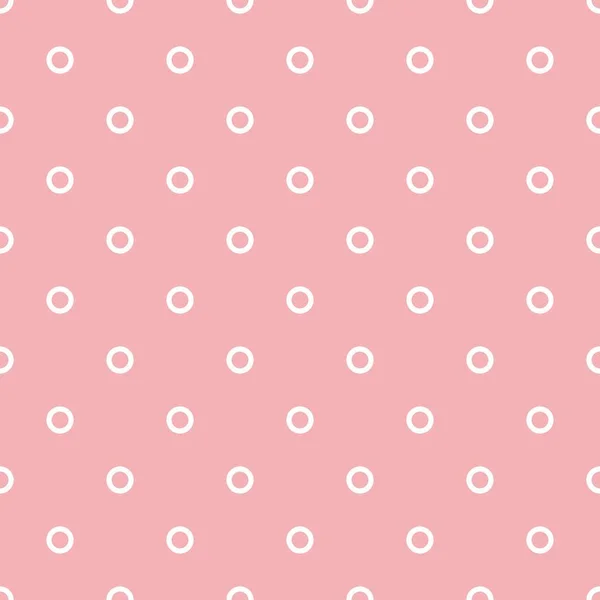 Patrón Vectorial Sin Costuras Con Lunares Blancos Sobre Fondo Rosa — Vector de stock