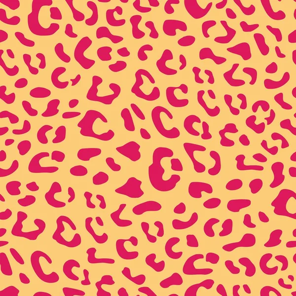 シームレスベクトルヒョウ柄デザイン 動物ピンクと黄色のタイルプリント背景 — ストックベクタ