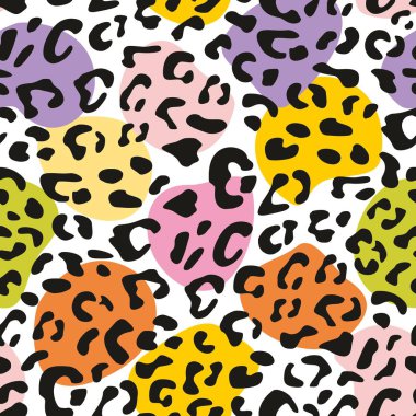 Kusursuz vektör pastel leopar desenli tasarım, hayvan pembesi, beyaz ve nane mavisi kaplama.