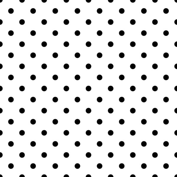 Black polka dots on white background retro seamless vector pattern
