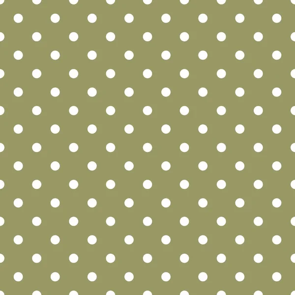 春の緑の背景に水玉のレトロなシームレスなベクター パターン — ストックベクタ