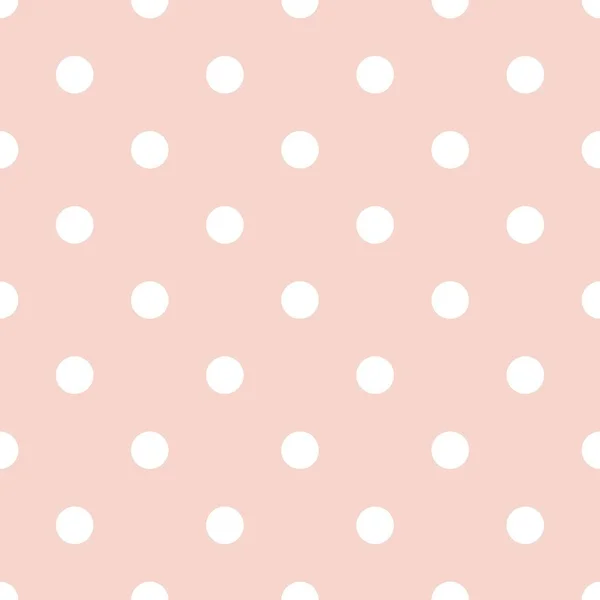 ピンクの背景に白い水玉模様のレトロなシームレスベクトルパターン — ストックベクタ