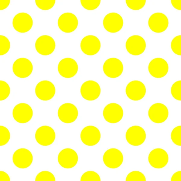 Seamless Vector Pattern Tile Big Sunny Yellow Polka Dots White — ストックベクタ