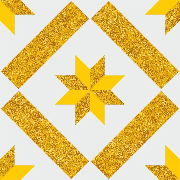 Tile Decorative Floor Tiles Vector Pattern Seamless Grey Gold Background — 스톡 벡터