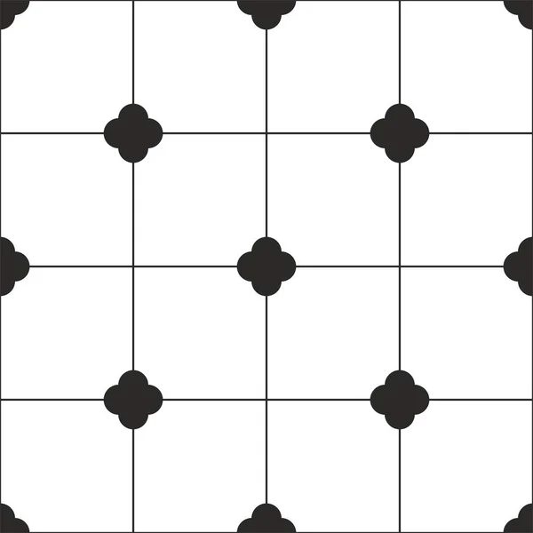 Azulejos Fondo Blanco Negro Patrón Vector Sin Costura — Archivo Imágenes Vectoriales