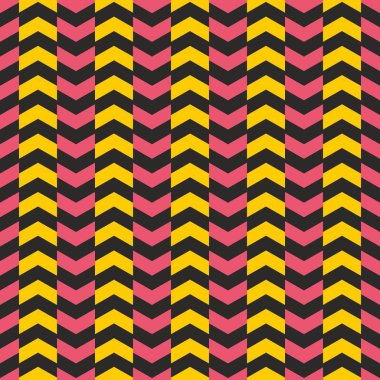 Siyah arkaplanda pembe ve sarı ok izli döşeme vektör deseni