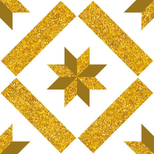 Tegel Decoratieve Vloertegels Vector Patroon Naadloze Witte Gouden Achtergrond — Stockvector