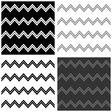 Döşeme vektör şablonu siyah ve beyaz zig zag arkaplanı ile ayarlandı, kusursuz dekorasyon duvar kağıdı için.
