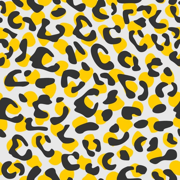 无缝隙豹纹图案设计 灰色背景动物黄色和黑色瓷砖图案 — 图库矢量图片