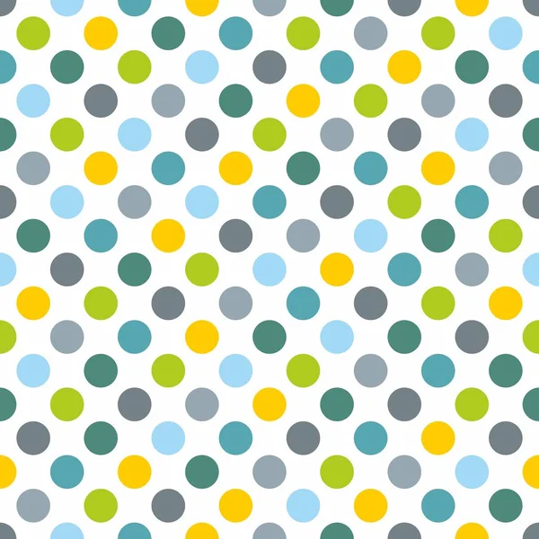 Seamless Spring Vector Pattern Texture Colorful Polka Dots White Background — Stock Vector