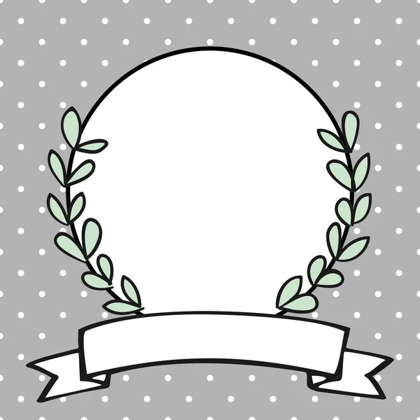 Laurel Wreath White Vector Photo Frame Grey Background White Polka — Stock Vector