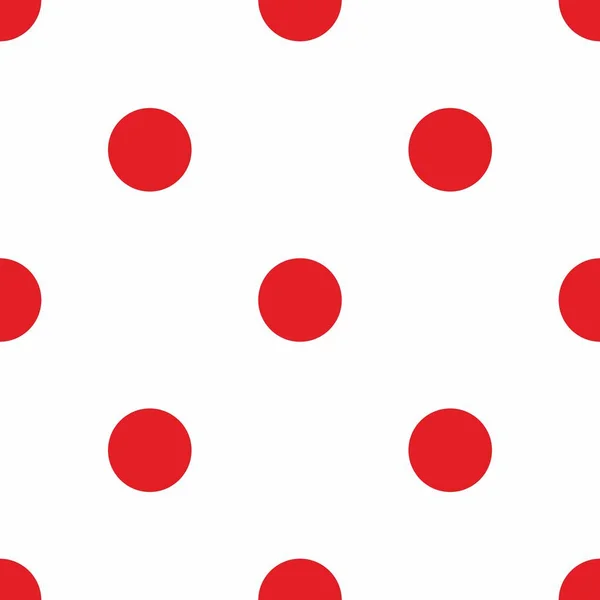 Tile Vector Pattern Big Red Polka Dots White Background Seamless — Stock Vector