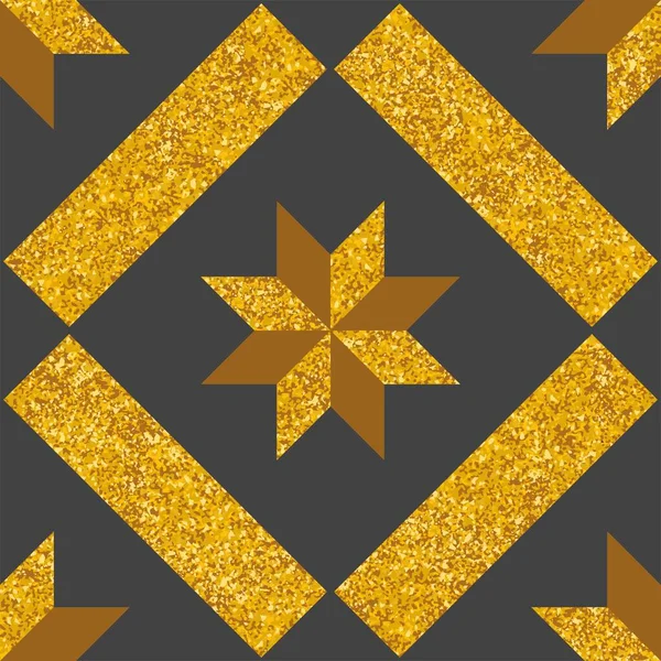 Tile decorative floor gold and dark grey tiles vector pattern or seamless background
