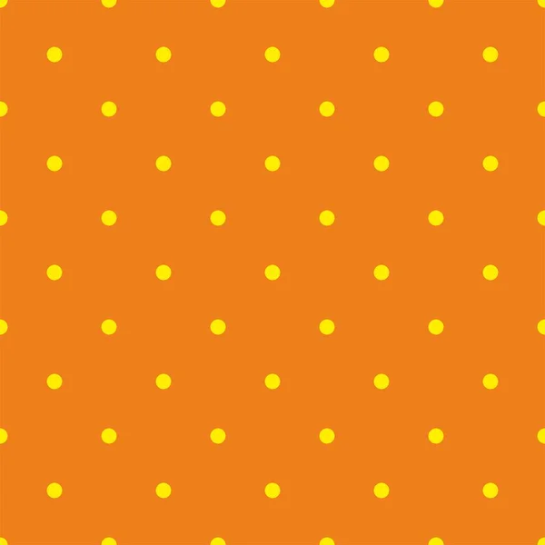 橙色背景上有小黄斑的小圆点夏季矢量图案 用于无缝装饰墙纸 — 图库矢量图片