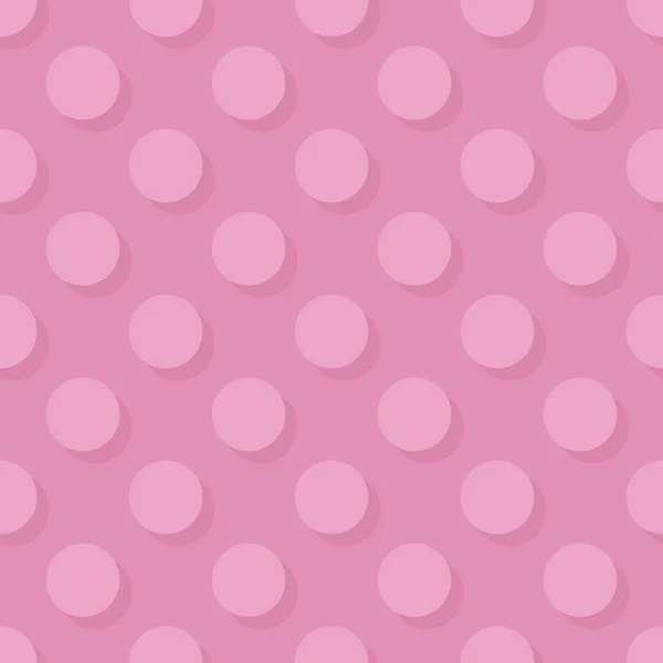 Tegel Vector Patroon Grote Roze Polka Stippen Met Schaduw Pastel — Stockvector
