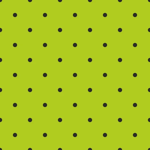 Tile Vector Pattern Black Polka Dots Green Background Seamless Decoration — Stock Vector