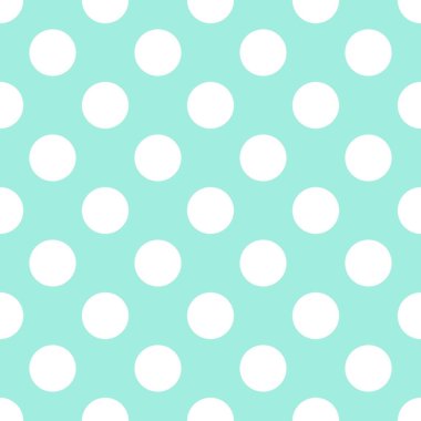 Taze nane yeşili arka planda beyaz puantiyeli, pürüzsüz vektör deseni 