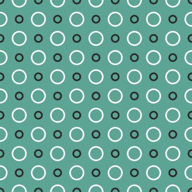 Yeşil zemin üzerinde siyah ve beyaz noktalar olan döşeme vektör deseni, pürüzsüz duvar kağıdı dekorasyonu için 