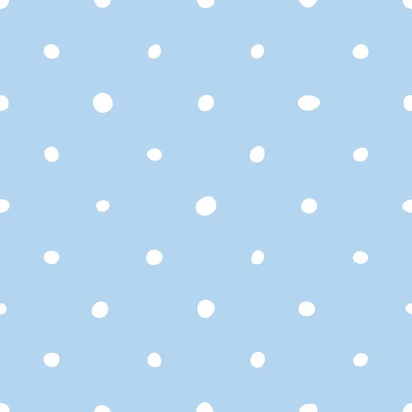 Tile Vector Pattern White Polka Dots Pastel Blue Background — Stock Vector