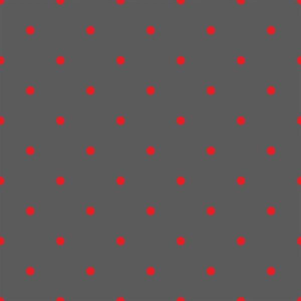 灰色の背景に赤い水玉模様のシームレスなベクトルパターン — ストックベクタ