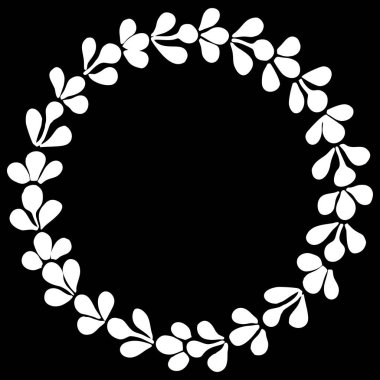 Siyah arkaplanda beyaz defne vektörü çiçek çerçevesi