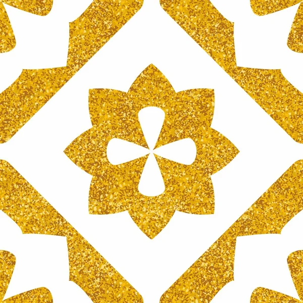 Azulejos Decorativos Baldosas Patrón Vectorial Fondo Blanco Oro Sin Costuras — Vector de stock