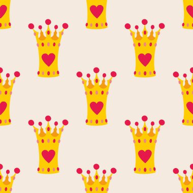 Pembe taç dikişsiz arkaplan veya fayanssız vektör deseni