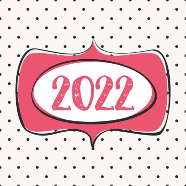 2022 el çizimi vektör çerçeve tasarım kartı pastel polka arkaplan üzerinde