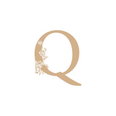 Vektör illüstrasyon çiçeği. İlk harf: Lüks güzellik süsleme, monogram düğün logosu antika.