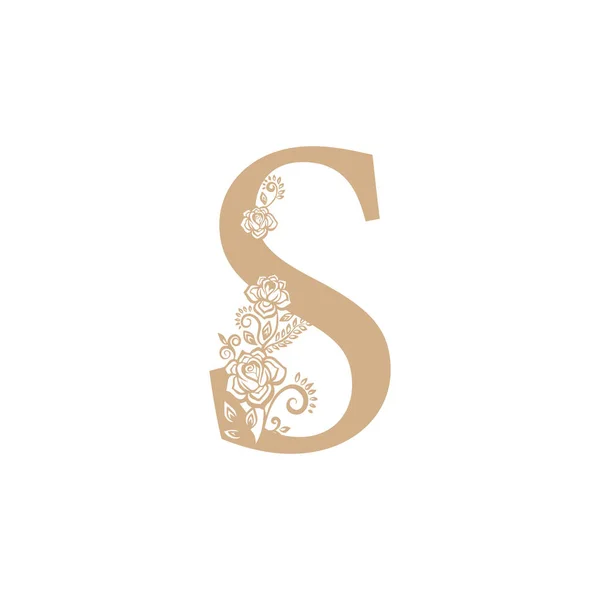 Vettoriale illustrazione fiore iniziale lettera lusso bellezza fiorisce ornamento monogramma matrimonio icona logo vintage — Vettoriale Stock
