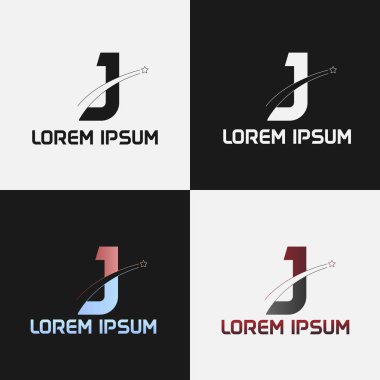 Yol ve yıldız tasarımları ile j harfinin baş harflerinin vektör çizimi