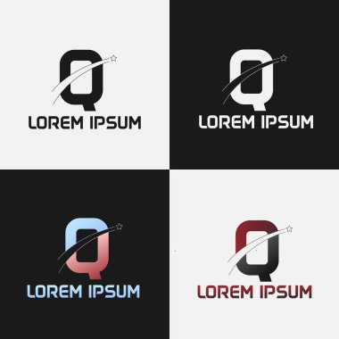 Yol ve yıldız tasarımlı Q harfinin vektör çizimi