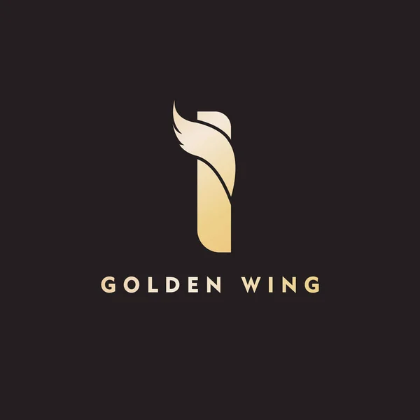 Vektor Anfangsbuchstaben i Geschäftsflügel Logo Symbol Corporate Technology Konzept Gold Farbe — Stockvektor